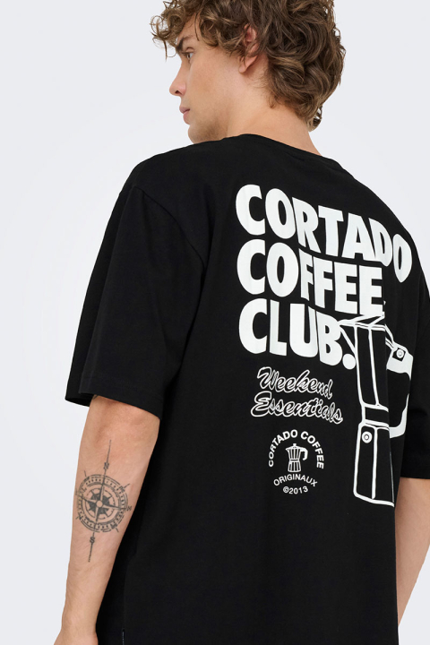ONLY & SONS Nathan Backprint Relaxed Fit Tee Black Coffee