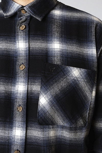 Fat Moose Forest flannel shirt Dark navy/Black check 002