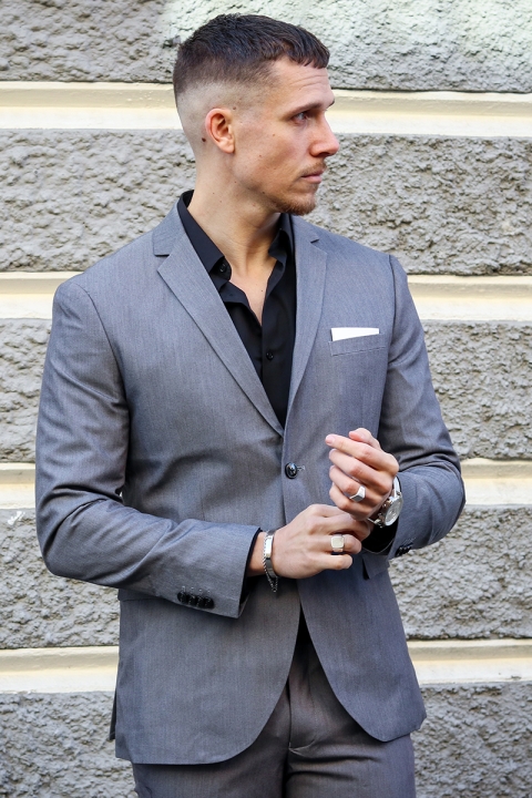 Jack & Jones Premium Franco Slim Fit Suit Light Grey Melange