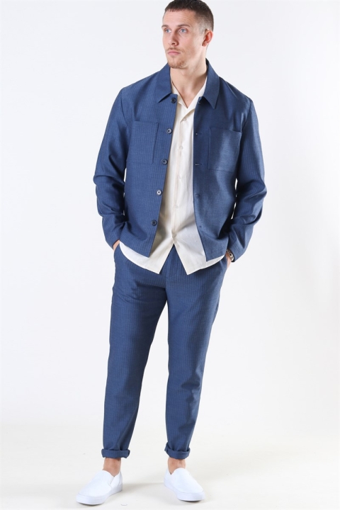 Les Deux Marseille Herringbone Jas Dark Navy
