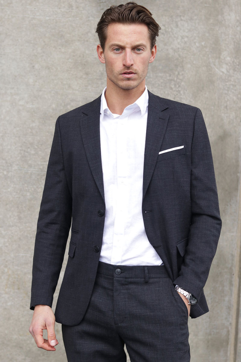 Selected SLHSLIM-OASIS LINEN BLZ NOOS Black