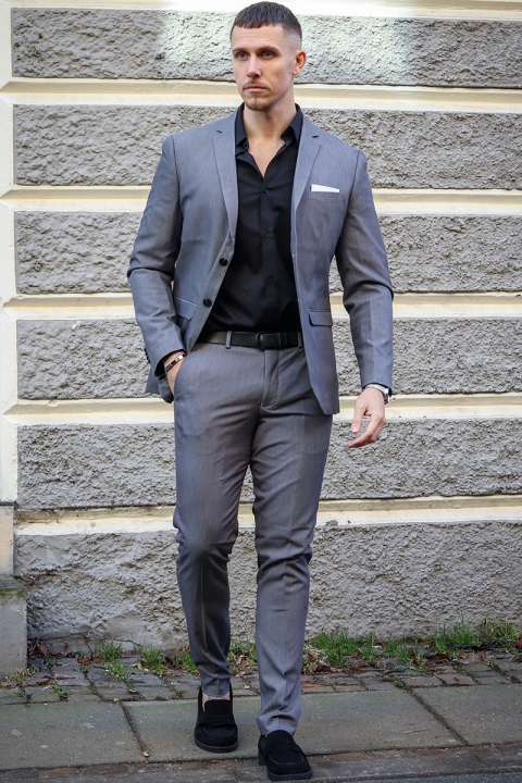 Jack & Jones Premium Franco Slim Fit Suit Light Grey Melange