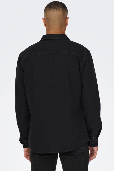 ONLY & SONS Bane Regular Fit Denim Shirt Dark Grey Denim