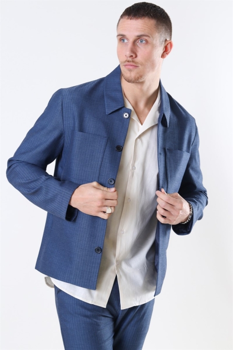 Les Deux Marseille Herringbone Jas Dark Navy