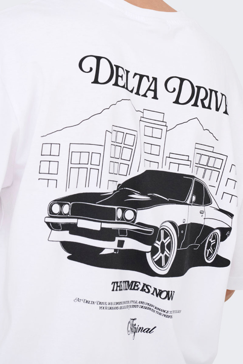 ONLY & SONS Nathan Backprint Relaxed Fit Tee Bright White Delta Drive
