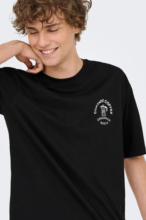 ONLY & SONS Nathan Backprint Relaxed Fit Tee Black Coffee