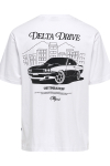 ONLY & SONS Nathan Backprint Relaxed Fit Tee Bright White Delta Drive