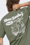 ONLY & SONS Nathan Backprint Relaxed Fit Tee Agave Green Slow