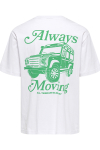 ONLY & SONS Nathan Backprint Relaxed Fit Tee Bright White Always Moving
