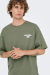ONLY & SONS Nathan Backprint Relaxed Fit Tee Agave Green Slow