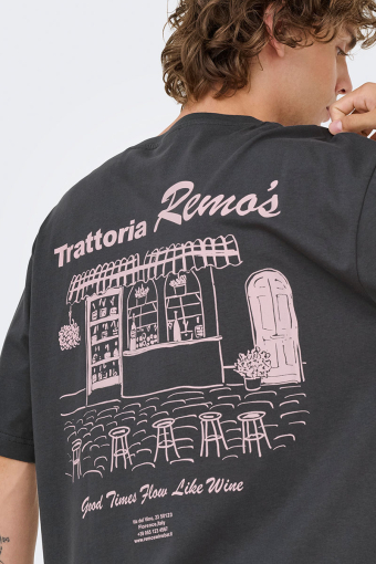 Nathan Backprint Relaxed Fit Tee Grey Pinstripe Remos