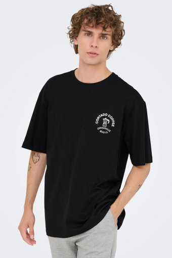 Nathan Backprint Relaxed Fit Tee Black Coffee