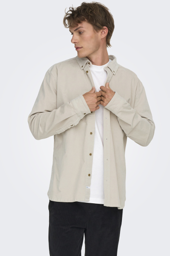 Michael Regular Fit Stretch Cord Shirt LS Silver Lining