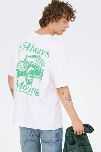 Nathan Backprint Relaxed Fit Tee Bright White Always Moving