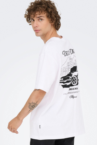 Nathan Backprint Relaxed Fit Tee Bright White Delta Drive