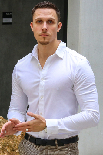 Miles LS Stretch Shirt White