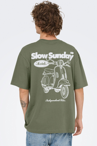 Nathan Backprint Relaxed Fit Tee Agave Green Slow